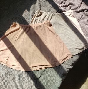 Set: 2 Blush Pink and Tan Suede Skater Skirts